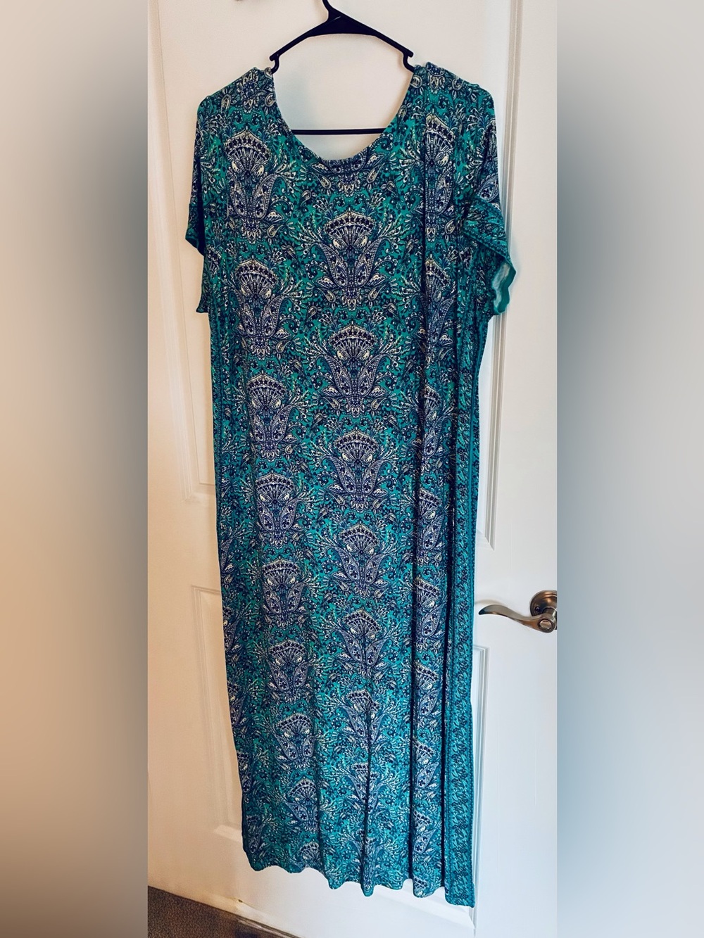 J. Jill Teal and Navy Paisley Maxi Dress